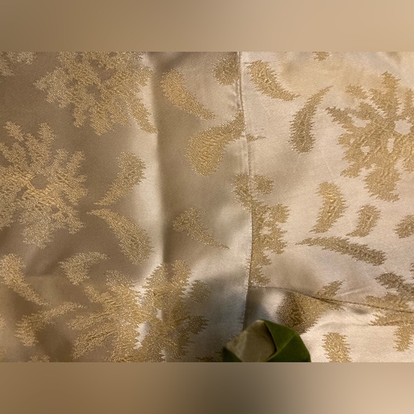 Vintage Handmade 1960s 1970s does Regency Gold Cream Brocade Dress Size S - Picture 9 of 10